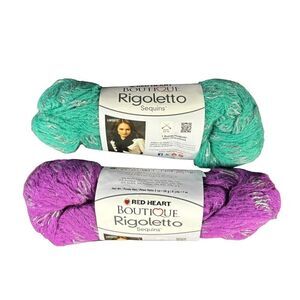 Red Heart Boutique Rigoletto Sequins Lot of 2 Balls Jade Magenta 4.4 oz New